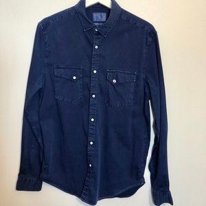 Zara dark blue button up shirt size M